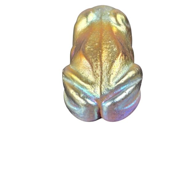 Robert Held Art Glass Iridescent Frog Paperweight Signed RHAG Hand Blown Canada - Picture 11 of 15